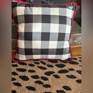 Custom made Plaid Checkered Throw Pillows (2) Red Trim & back 18x18 sold as set